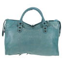 BALENCIAGA The City Hand Bag Leather 2way Light Blue 115748 Auth am12583V-2