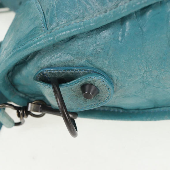 BALENCIAGA The City Hand Bag Leather 2way Light Blue 115748 Auth am12583V