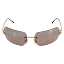 CHANEL CC Rimless Sunglasses metal Brown CC Auth am12584M-2