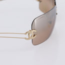 CHANEL CC Rimless Sunglasses metal Brown CC Auth am12584M-5