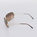 CHANEL CC Rimless Sunglasses metal Brown CC Auth am12584M-6