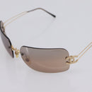 CHANEL CC Rimless Sunglasses metal Brown CC Auth am12584M-9