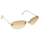 CHANEL CC Rimless Sunglasses metal Orange CC Auth am12585M-1