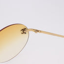 CHANEL CC Rimless Sunglasses metal Orange CC Auth am12585M-9