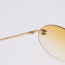 CHANEL CC Rimless Sunglasses metal Orange CC Auth am12585M-10