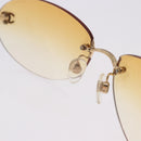 CHANEL CC Rimless Sunglasses metal Orange CC Auth am12585M-14