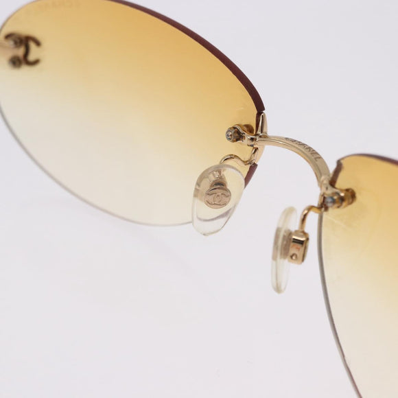 CHANEL CC Rimless Sunglasses metal Orange CC Auth am12585M