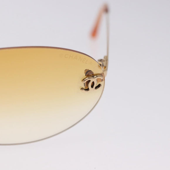 CHANEL CC Rimless Sunglasses metal Orange CC Auth am12585M