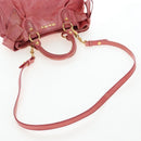 Miu Miu Side Ribbon Hand Bag Leather 2way Pink Gold Auth am12586V-9