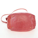 Miu Miu Side Ribbon Hand Bag Leather 2way Pink Gold Auth am12586V-5