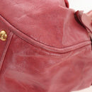 Miu Miu Side Ribbon Hand Bag Leather 2way Pink Gold Auth am12586V-19