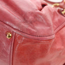 Miu Miu Side Ribbon Hand Bag Leather 2way Pink Gold Auth am12586V-21