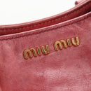 Miu Miu Side Ribbon Hand Bag Leather 2way Pink Gold Auth am12586V-23