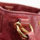 Miu Miu Side Ribbon Hand Bag Leather 2way Pink Gold Auth am12586V-24