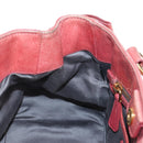 Miu Miu Side Ribbon Hand Bag Leather 2way Pink Gold Auth am12586V-26