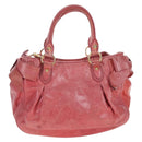 Miu Miu Side Ribbon Hand Bag Leather 2way Pink Gold Auth am12586V-2