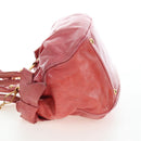 Miu Miu Side Ribbon Hand Bag Leather 2way Pink Gold Auth am12586V-3
