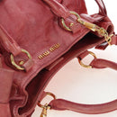 Miu Miu Side Ribbon Hand Bag Leather 2way Pink Gold Auth am12586V-14