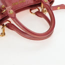 Miu Miu Side Ribbon Hand Bag Leather 2way Pink Gold Auth am12586V-6
