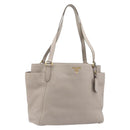 PRADA Tote Bag Taurillon Clemence Leather Gray Gold Auth am12588V-1