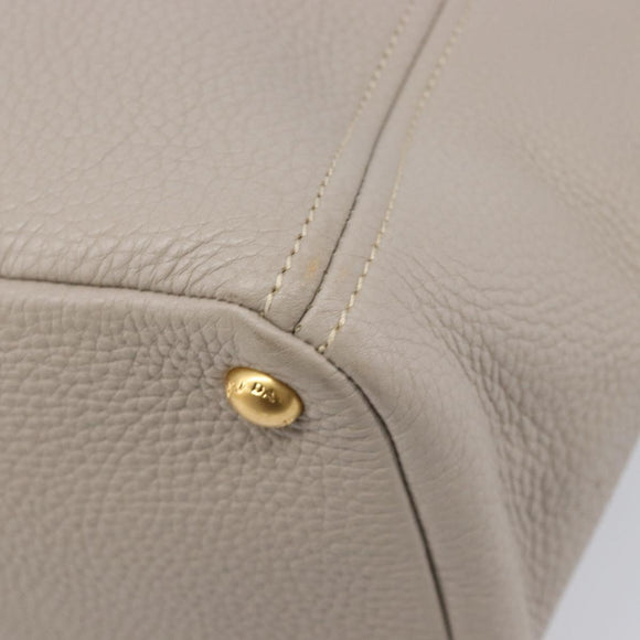 PRADA Tote Bag Taurillon Clemence Leather Gray Gold Auth am12588V