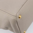 PRADA Tote Bag Taurillon Clemence Leather Gray Gold Auth am12588V-17
