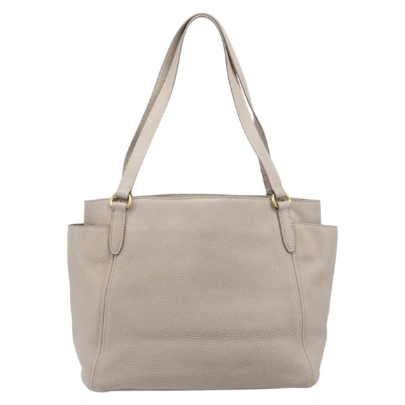 PRADA Tote Bag Taurillon Clemence Leather Gray Gold Auth am12588V