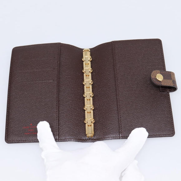 LOUIS VUITTON Damier Ebene Agenda PM Day Planner Cover R20700 LV Auth am12596V