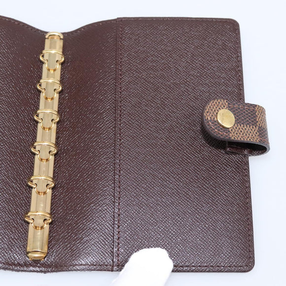 LOUIS VUITTON Damier Ebene Agenda PM Day Planner Cover R20700 LV Auth am12596V