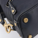 CELINE Hand Bag Leather Black Gold Auth am12599V-11
