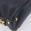 CELINE Hand Bag Leather Black Gold Auth am12599V-13