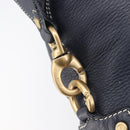 CELINE Hand Bag Leather Black Gold Auth am12599V-14