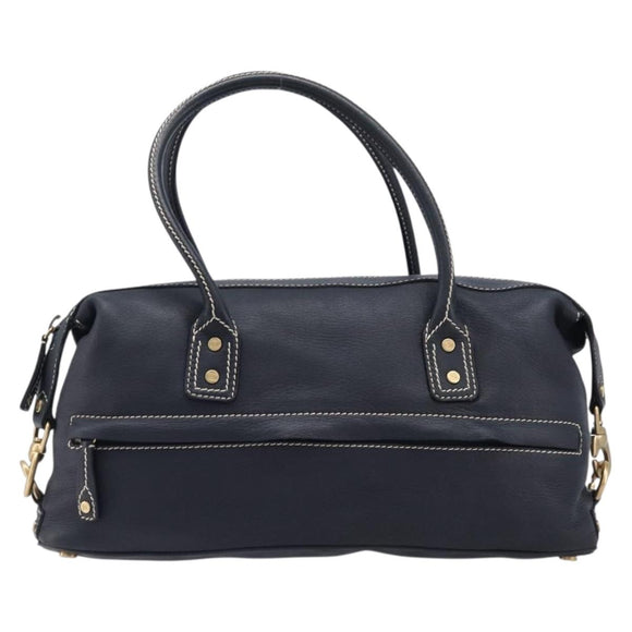 CELINE Hand Bag Leather Black Gold Auth am12599V