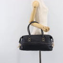 CELINE Hand Bag Leather Black Gold Auth am12599V-24