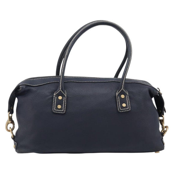 CELINE Hand Bag Leather Black Gold Auth am12599V