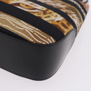 Salvatore Ferragamo Leopard Hand Bag Nylon Leather Beige Gold Auth am12601V-17