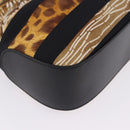 Salvatore Ferragamo Leopard Hand Bag Nylon Leather Beige Gold Auth am12601V-18