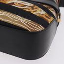 Salvatore Ferragamo Leopard Hand Bag Nylon Leather Beige Gold Auth am12601V-19