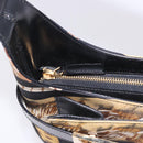 Salvatore Ferragamo Leopard Hand Bag Nylon Leather Beige Gold Auth am12601V-21