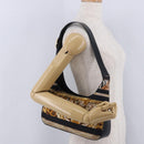 Salvatore Ferragamo Leopard Hand Bag Nylon Leather Beige Gold Auth am12601V-25