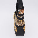 Salvatore Ferragamo Leopard Hand Bag Nylon Leather Beige Gold Auth am12601V-3
