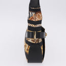 Salvatore Ferragamo Leopard Hand Bag Nylon Leather Beige Gold Auth am12601V-5