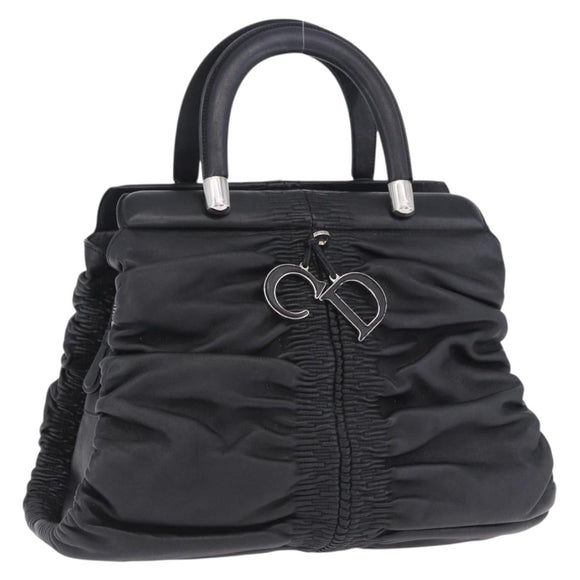 Christian Dior Carreño Hand Bag Leather Black Silver Auth am12602SAM