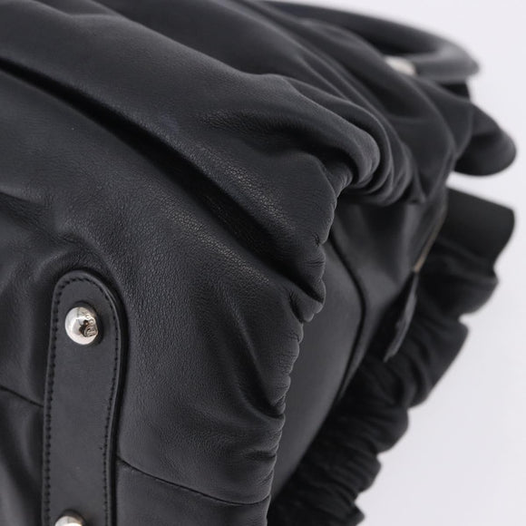 Christian Dior Carreño Hand Bag Leather Black Silver Auth am12602SAM