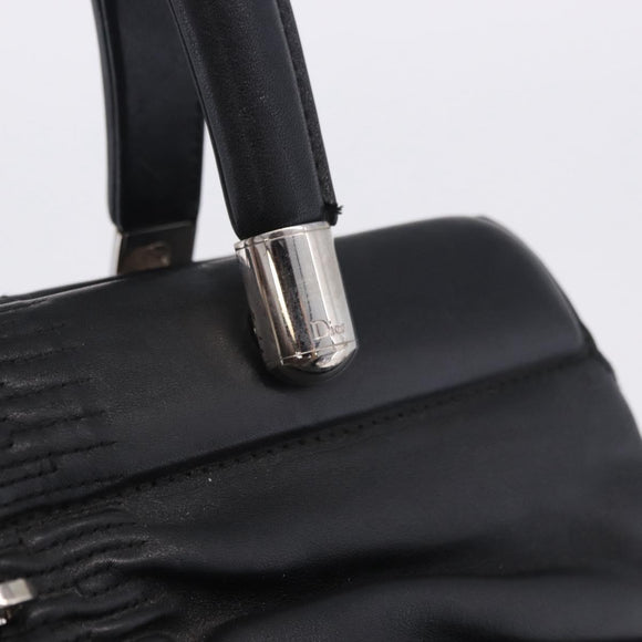 Christian Dior Carreño Hand Bag Leather Black Silver Auth am12602SAM