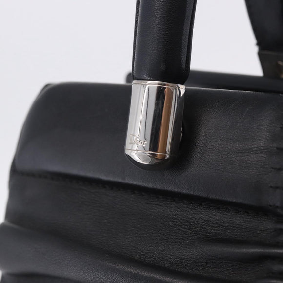 Christian Dior Carreño Hand Bag Leather Black Silver Auth am12602SAM