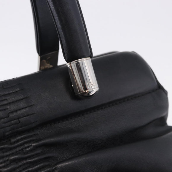 Christian Dior Carreño Hand Bag Leather Black Silver Auth am12602SAM