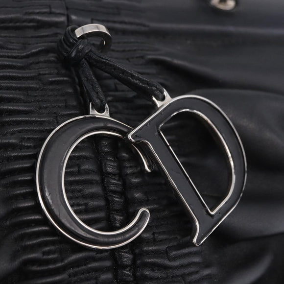 Christian Dior Carreño Hand Bag Leather Black Silver Auth am12602SAM