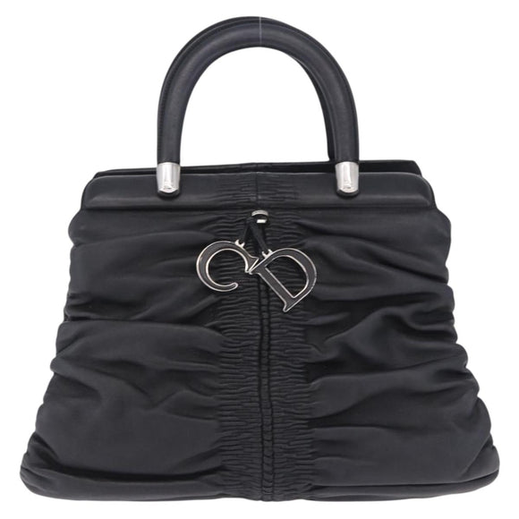 Christian Dior Carreño Hand Bag Leather Black Silver Auth am12602SAM