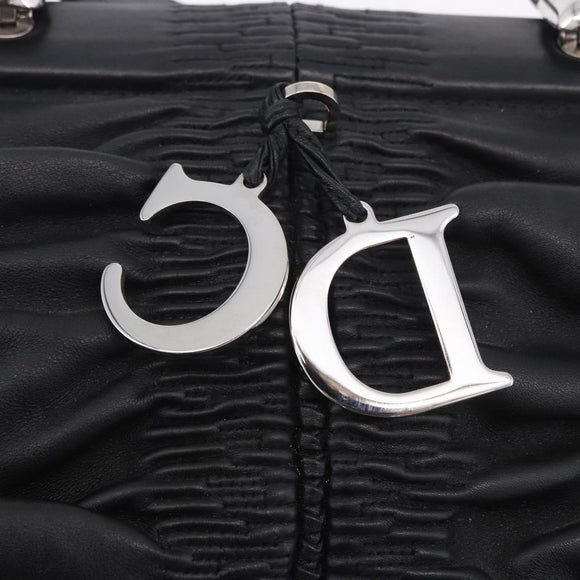 Christian Dior Carreño Hand Bag Leather Black Silver Auth am12602SAM